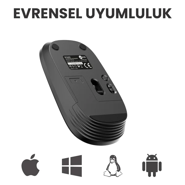 Lenovo Lecoo Ws209 Siyah Şarjlı Sessiz Ergonomik Optik Kablosuz Mouse - Görsel 4
