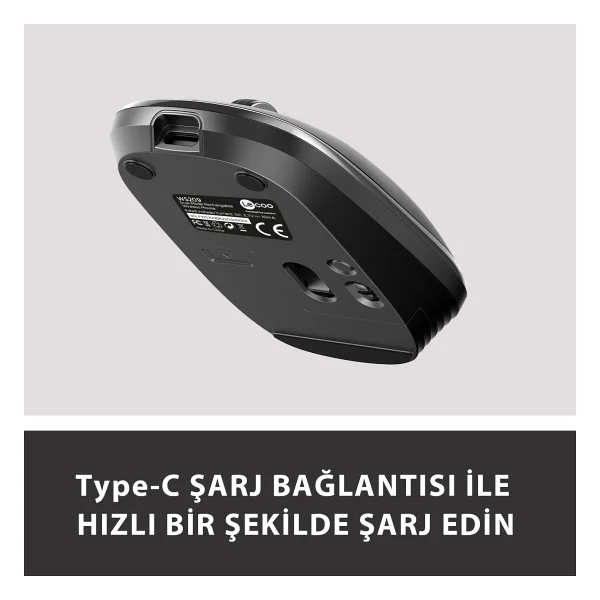 Lenovo Lecoo Ws209 Siyah Şarjlı Sessiz Ergonomik Optik Kablosuz Mouse - Görsel 6