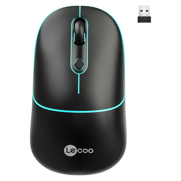 Lenovo Lecoo Ws210 Siyah RGB Şarjlı Sessiz Ergonomik Optik Kablosuz Mouse - Görsel 4