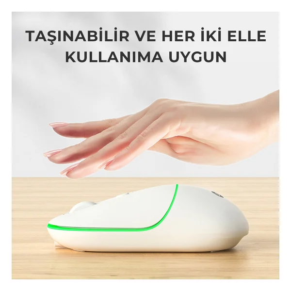 Lenovo Lecoo Ws210 Siyah RGB Şarjlı Sessiz Ergonomik Optik Kablosuz Mouse - Görsel 7