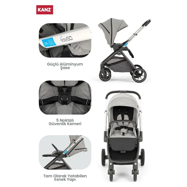 Kanz Easygo Gri Travel Sistem Bebek Arabası - Görsel 2