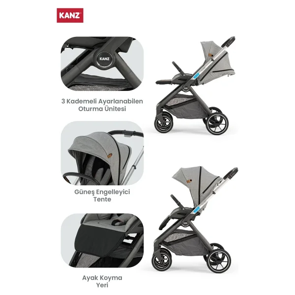 Kanz Easygo Gri Travel Sistem Bebek Arabası - Görsel 4