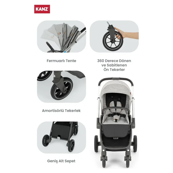 Kanz Easygo Gri Travel Sistem Bebek Arabası - Görsel 5