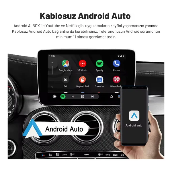 Embatech Carplay AI Box 4gb+32gb Youtube,Netflix,Google Play & Kablosuz Carplay&Android Auto- Android 14 - Görsel 3