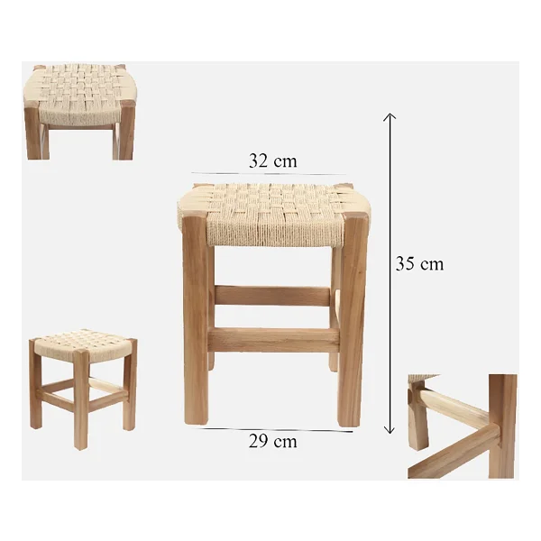 2mm Hasır Örgülü Tabure Doğal Küçük 35 Cm - Görsel 5