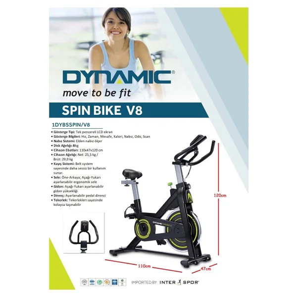 Dynamic V8 Dikey Spin Bike - Görsel 2