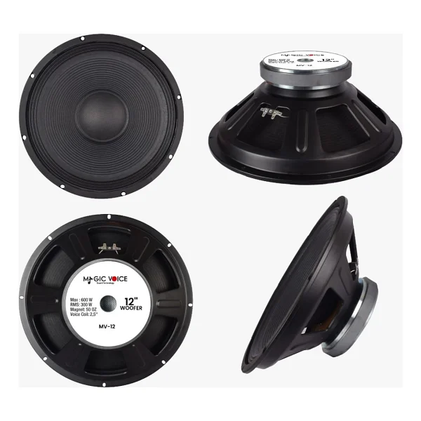 Magicvoice Mv-12 Maks.600 Watt / Rms 300 Watt 12 Siyah 30 Cm Woofer Yedek Hoparlör - Görsel 2