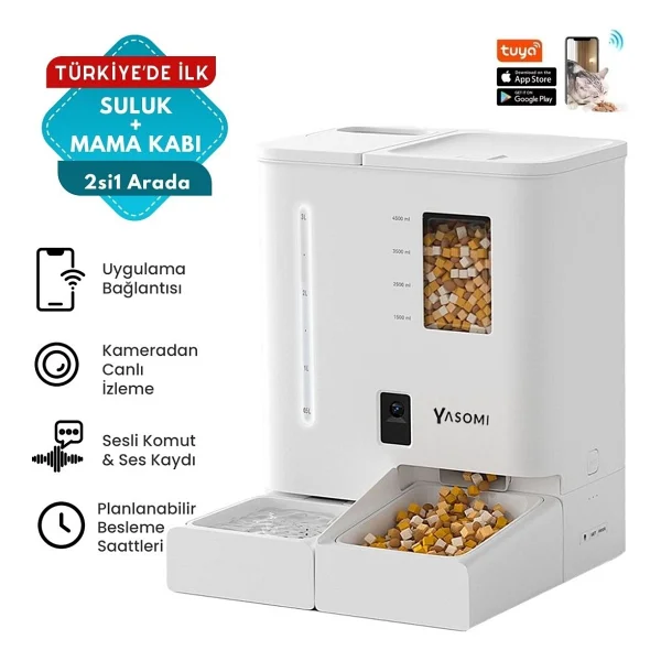 Yasomi Du-F03v Smartpaw 4 Lt / 5 Lt Beyaz Akıllı Otomatik Mama Ve Su Kabı - Görsel 9