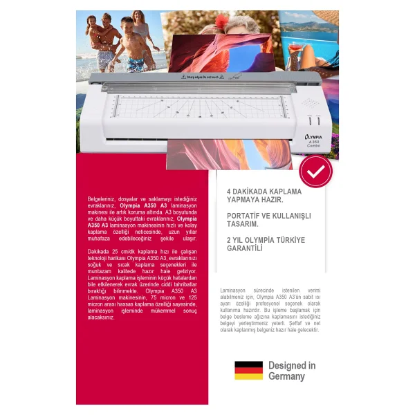 Olympia A350 Combo A3 Laminasyon Makinesi - Görsel 3
