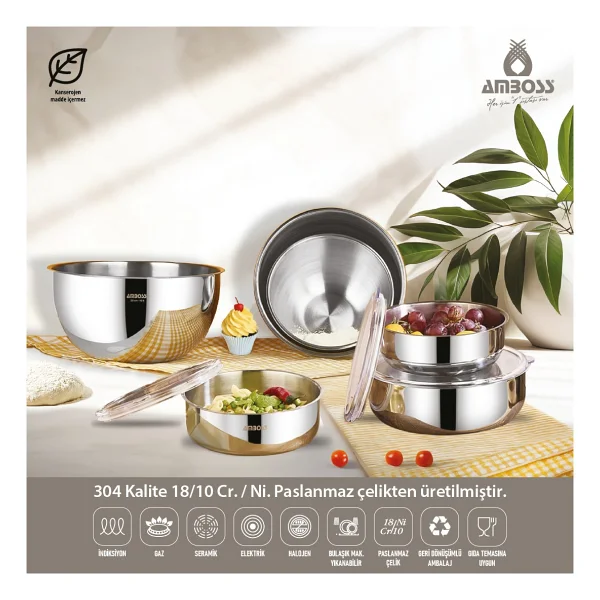 Amboss Mixkeep 9 Parça Karıştırma Ve Saklama Kabı - Görsel 6