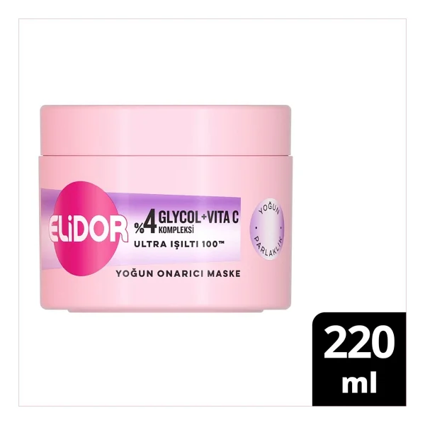 Elidor Glycol + Vita C Ultra Işıltı 100 Yoğun Onarıcı 220 ml Saç Maskesi - Görsel 5