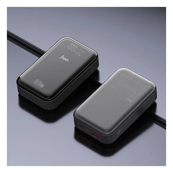 Juo 10000 mAh 33w LED Watt Amper Göstergeli USB-A + Type-C Powerbank Taşınabilir Hızlı Şarj Cihazı - Siyah - Görsel 5