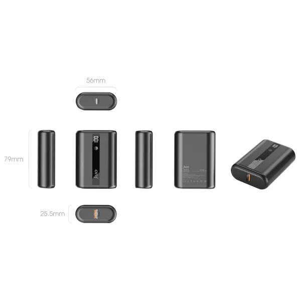 Juo 22.5w 10000 mAh LED Ekranlı Mini Powerbank Taşınabilir Hızlı Şarj Cihazı - Siyah - Görsel 5