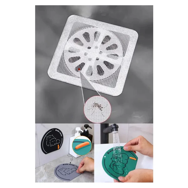 Omilife Gider Koku Önleyici Set 10 Adet Süzgeç Ve Silikon Mat Banyo Mutfak Lavabo Koruyucu - Görsel 9