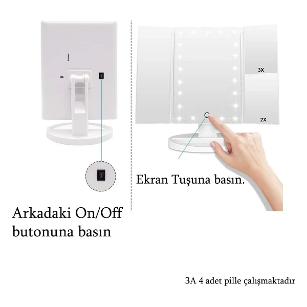 Urzuva Mk-14 Makyaj Aynası Işıklı Ledli Büyüteçli - Görsel 3