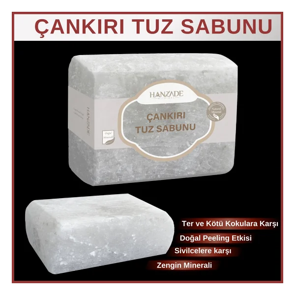 Hanzade Bitkisel Çankırı Tuz Sabunu 300-350 Gr Zengin Mineralli Doğal Saf Çankırı Kaya Tuzu Sabunu - Görsel 6