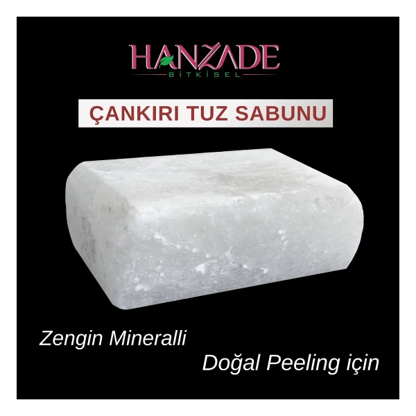 Hanzade Bitkisel Çankırı Tuz Sabunu 300-350 Gr Zengin Mineralli Doğal Saf Çankırı Kaya Tuzu Sabunu - Görsel 2