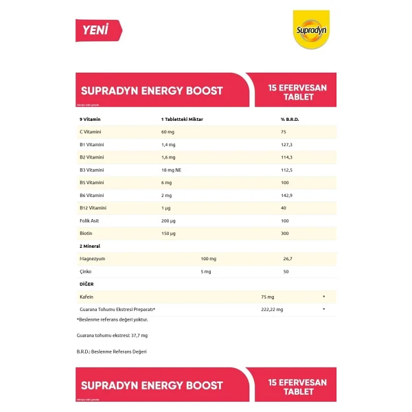 Supradyn Energy Boost 15 Efervesan Tablet 4'lü - Görsel 2