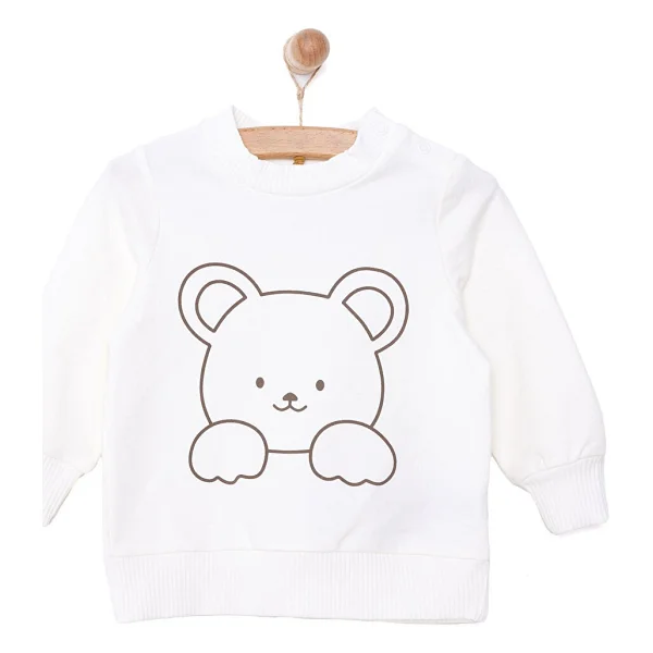 Civil Baby Çizgi Emp. Çiçek Nakışlı 6-18 Ay Sweatshirt - Bej 6-9 Ay - Görsel 5