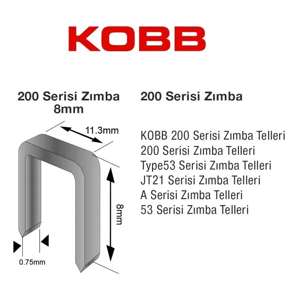Kobb Kbz208 200 Serisi 8 Mm 2500 Adet Ağır Hizmet Tipi Zımba Teli - Görsel 5