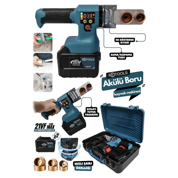 Retools Şarjlı Boru Kaynak Makinesi 15 Pilli - Görsel 2
