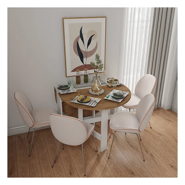Ankara Orman Ürünleri Pratik Katlanır - Açılır Kapanır Yuvarlak Mutfak Yemek Çalışma Masası - 145 Cm X 90 Cm - Mdf - Çam - 145 X 90 Cm - Görsel 2