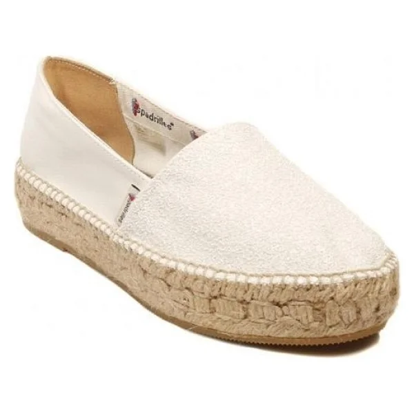 Espadrilles Tommy Glit Beyaz Önü Simli Arkası Deri Hasır Tabanlı Dolgu Topuklu Kadın Ayakkabı - Görsel 5