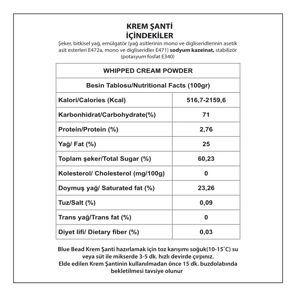 Blue Bead Krem Şanti 1 Kg - Görsel 2