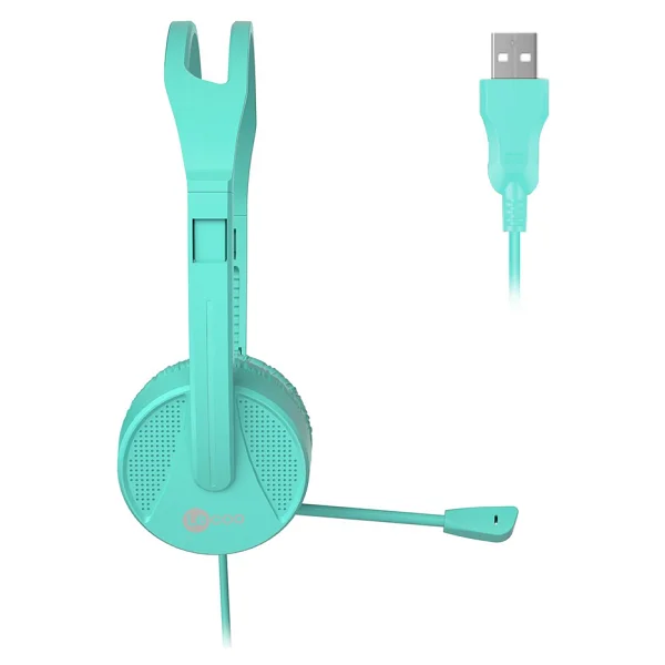 Lenovo Lecoo Ht106 Turkuaz USB Kablolu Kulak Üstü Kulaklık - Görsel 7