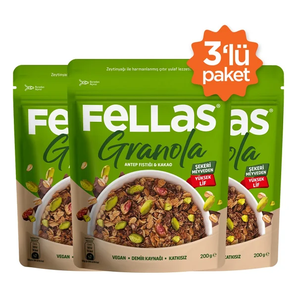 Fellas Granola - Antep Fıstığı & Kakao (200 G) - 3'lü Paket - 600 Gr - Görsel 10
