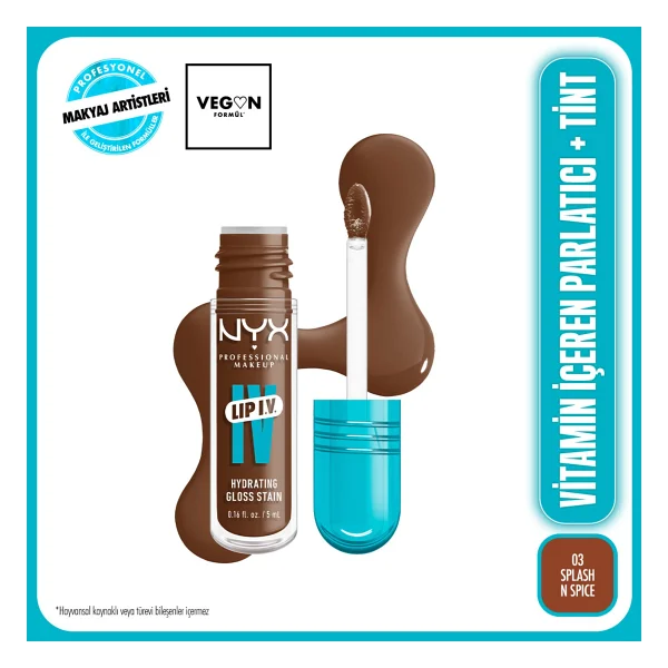 Nyx Professional Makeup Lip Iv Vitamin İçeren Tint 03 Splash N Spice Dudak Parlatıcısı - Görsel 10