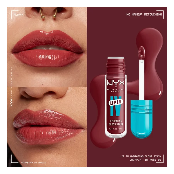 Nyx Professional Makeup Lip Iv Vitamin İçeren Tint 08 Drippin' In Rose Dudak Parlatıcısı - Görsel 2