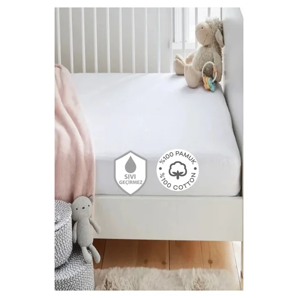 Suvay %100 Pamuk Sıvı Geçirmez Bebek Ve Çocuk Yatak Koruyucu Alez Park Beşik Kreş Anaokulu Alezi 70 X 130 - 70 X 130 Cm - Beyaz - Görsel 3