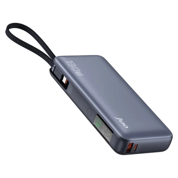 Juo 20000 mAh 130w LED Ekranlı USB-A + Type-C Kablolu Powerbank Taşınabilir Hızlı Şarj Cihazı - Siyah - Görsel 10