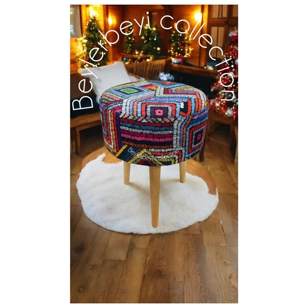 Beylerbeyi Coco Puf, Peluş,3 Ayak, Siyah,Oturma Odası, Makyaj Masası Pufu - Görsel 4