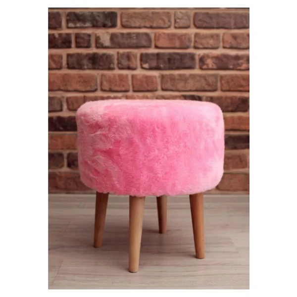 Beylerbeyi Coco Puf, Peluş, Pembe,Oturma Odası, Makyaj Masası Pufu 4 Ayaklı - Görsel 2