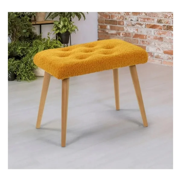 Beylerbeyi Gürgen Retro Ahşap Ayaklı Handmade Pofidik Puf Bench Koltuk - Görsel 4