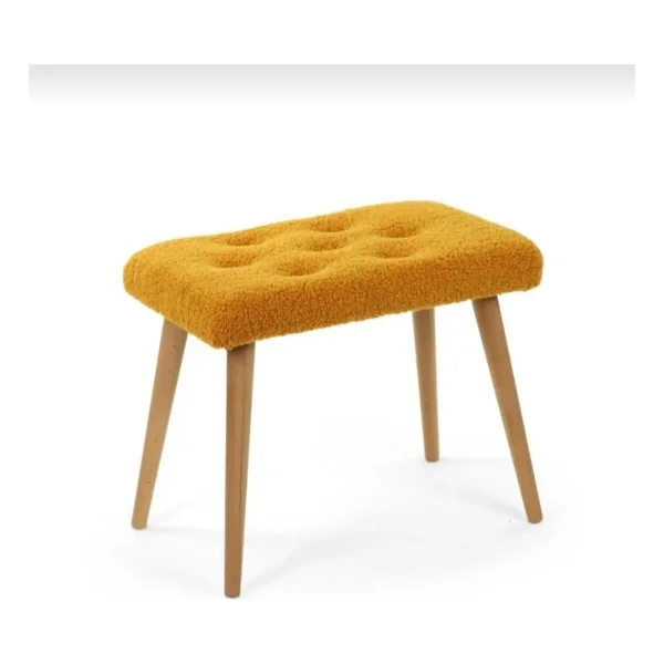 Beylerbeyi Gürgen Retro Ahşap Ayaklı Handmade Pofidik Puf Bench Koltuk - Görsel 2