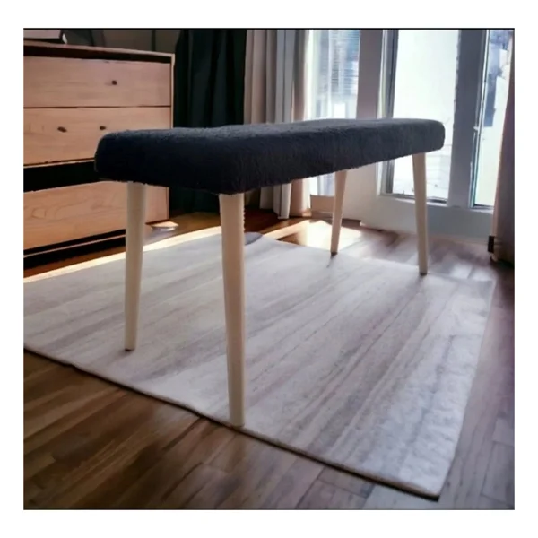 Beylerbeyi Ahşap Ayaklı Handmade Geniş Oturum Alanlı Siyah Welsoft Kumaş Pofidik Puf Bench ,Ayak Ucu Uzatmalık - Görsel 2