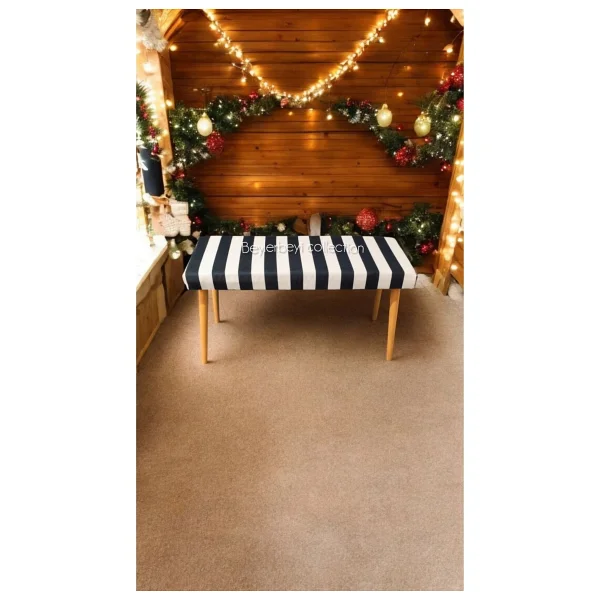 Beylerbeyi Ahşap Ayaklı Handmade Geniş Oturum Alanlı Siyah Welsoft Kumaş Pofidik Puf Bench ,Ayak Ucu Uzatmalık - Görsel 9