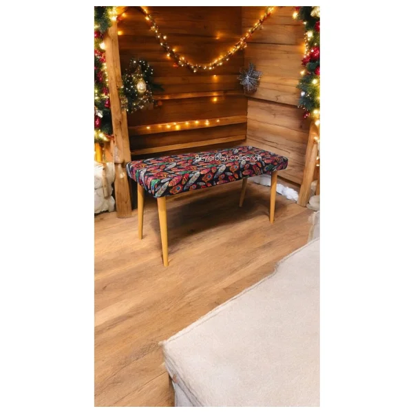Beylerbeyi Ahşap Ayaklı Handmade Geniş Oturum Alanlı Siyah Welsoft Kumaş Pofidik Puf Bench ,Ayak Ucu Uzatmalık - Görsel 5