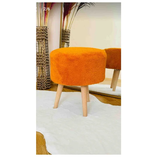 Beylerbeyi Coco Puf, Peluş,3 Ayak, Siyah,Oturma Odası, Makyaj Masası Puf - Görsel 4