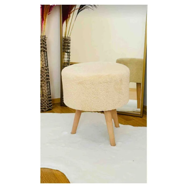 Beylerbeyi Coco Puf, Peluş,3 Ayak, Siyah,Oturma Odası, Makyaj Masası Puf - Görsel 3