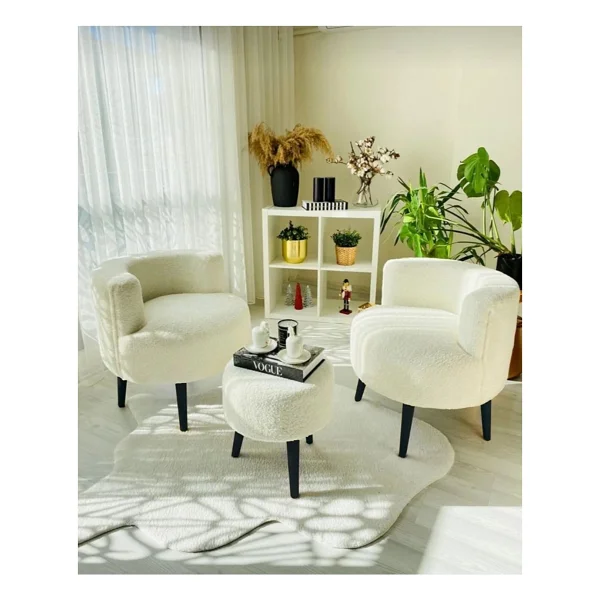 Beylerbeyi Çay Seti İkili Koltuk Berjer Ve Puf Takımı (Salon, Balkon, Ofis) 3 Lü Takım - Görsel 2
