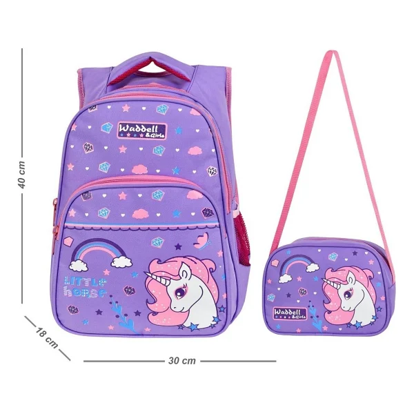 Waddell 6004 Little Horse Lila Beslenme + İlkokul Sırt Çantası - Görsel 7