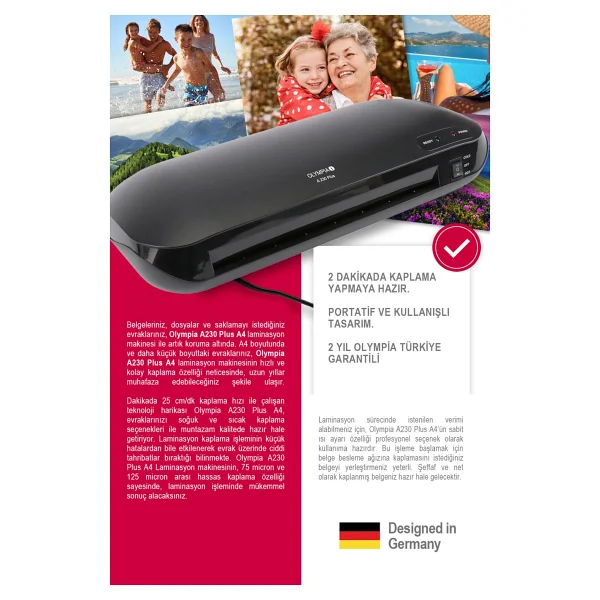 Olympia A230 Plus A4 4 İn 1 Set Pvc Laminasyon Makinesi - Görsel 3
