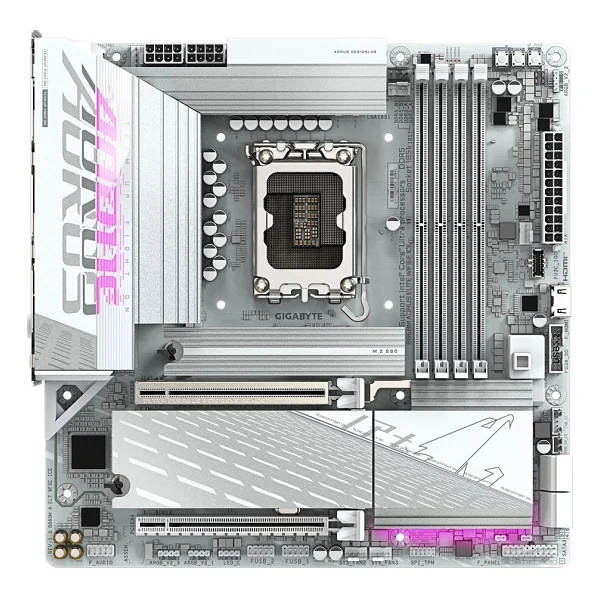 Gigabyte B860M Aorus Elite WIFI6E Ice Intel LGA1851 DDR5 Micro ATX Anakart - Görsel 2