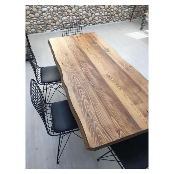 Masa Tasarım Dünyası Masa Tasarım Dünyasıx Su Yolu Kenar Ahşap Masif Yemek Masası - Ceviz - 80 X 180 - Görsel 5