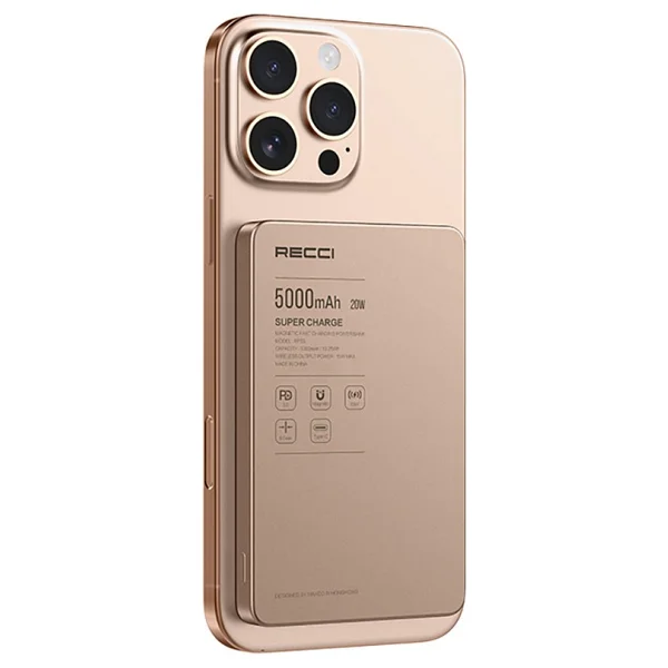 Recci RP33 Gold 5000 mAh Hızlı Şarj MagSafe Powerbank - Görsel 2