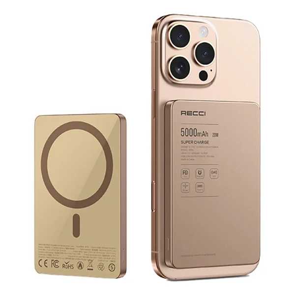 Recci RP33 Gold 5000 mAh Hızlı Şarj MagSafe Powerbank - Görsel 3